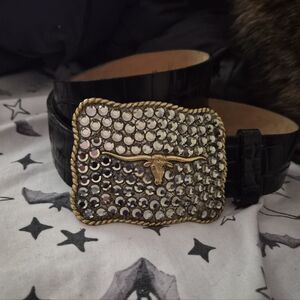 Streets Ahead Black Belt with Gold and Silver Embellished Buckle